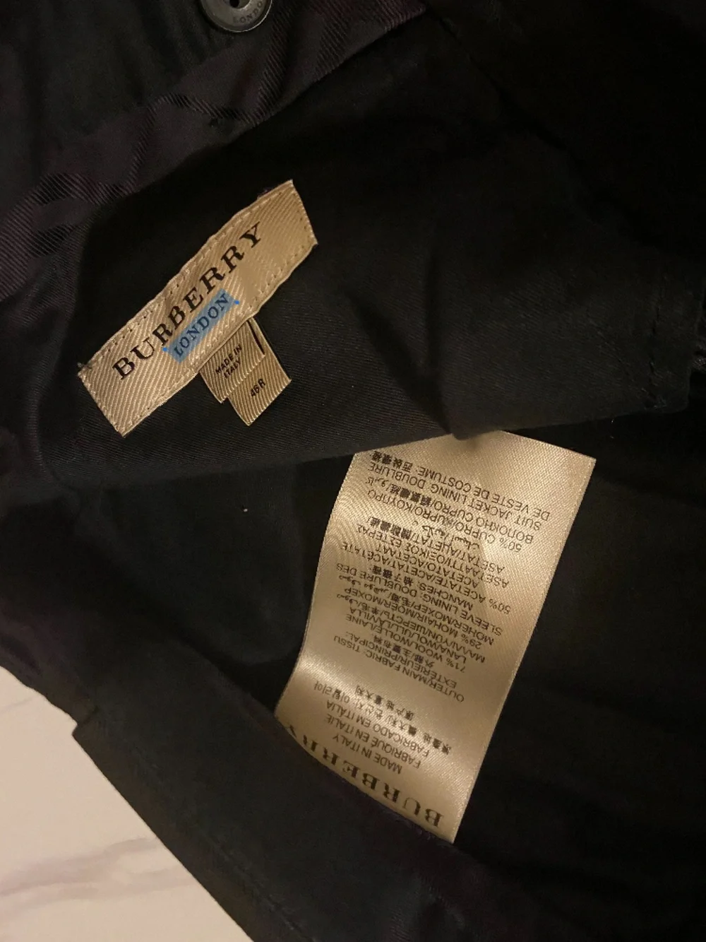 Burberry Men’s Black Tuxedo Suit 46R Made in Italy Wool Mohair Blend